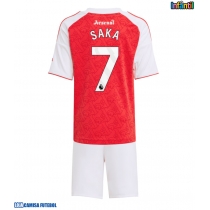 Camisa de Futebol Arsenal Bukayo Saka #7 Equipamento Principal Infantil 2025-26 Manga Curta (+ Calças curtas)